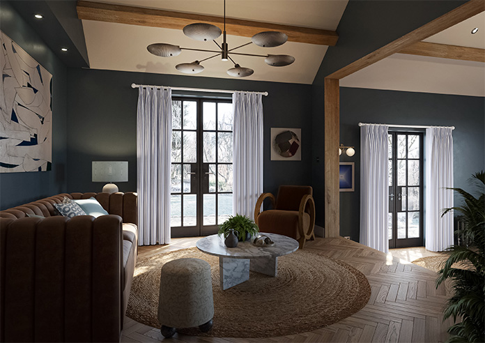 Lace Stripes, Sapphire - Made to Measure Curtains - Image 8